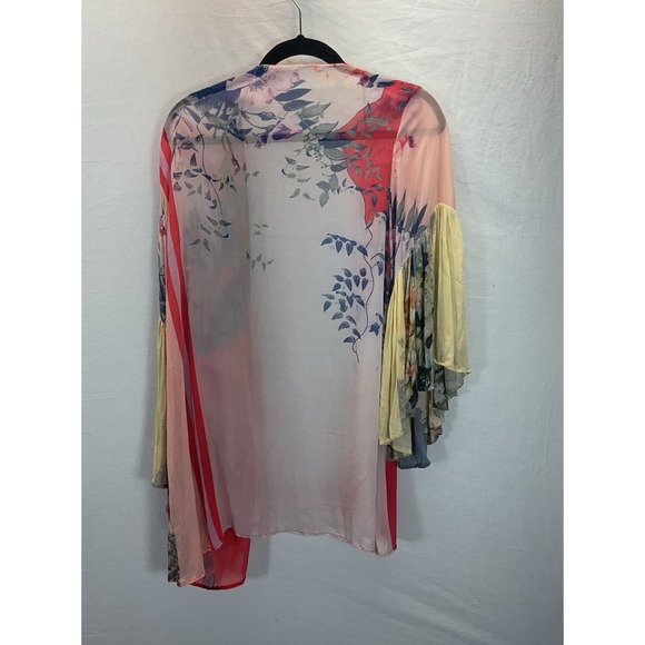 Anthropologie Floreat Women's Sheer Floral Kimono Cardigan Boho butterfly sleeve - Picture 2 of 9